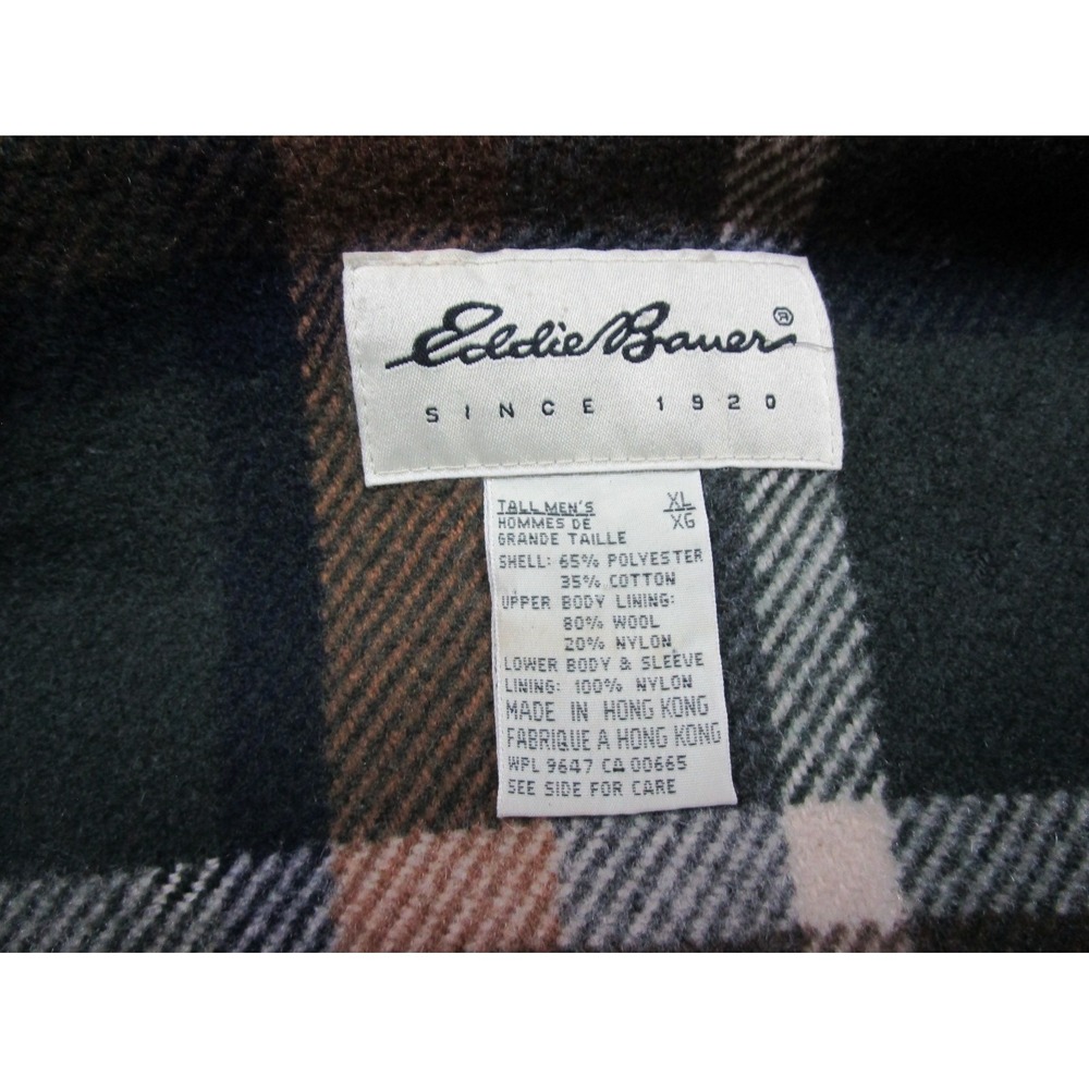 VINTAGE Eddie Bauer Wool Lined Mountain Parka Jacket Mens XL Tall Blue Hooded - Picture 9 of 15